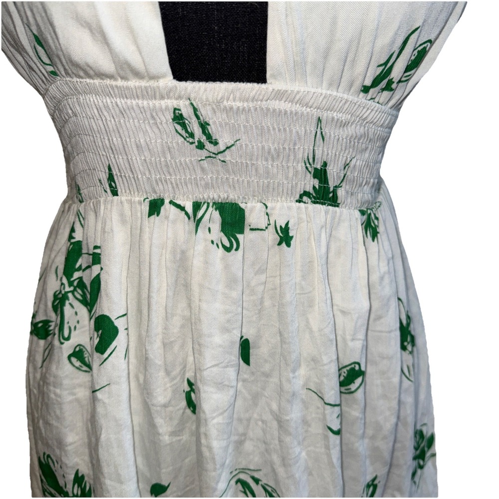 Reverse Dainty‎ Floral Crossover Midi Dress Sz Small Grern/White - Picture 4 of 13